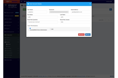 User Page Screen Capture Displaying the Role Based Security in FBO Director